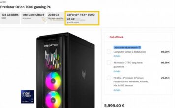 Хотите готовый ПК с GeForce RTX 5090, готовьте 5000 евро. Цены на новые компьютеры Acer с RTX 50 засветились в Сети