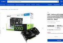 Наконец-то GeForce RTX 50 дешевле 300 долларов. В онлайн-магазине уже засветилась RTX 5060