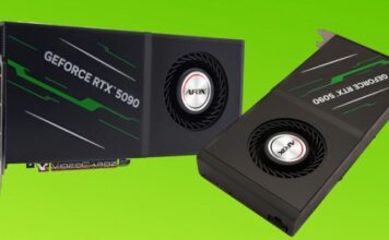 Необычная вытянутая вверх двухслотовая GeForce RTX 5090. Afox представила модель с «турбиной»
