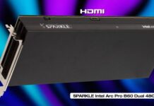 48 ГБ памяти, пассивный охладитель и «неправильно» расположенный разъём HDMI. Представлена видеокарта Sparkle Arc Pro B60 Dual Passive